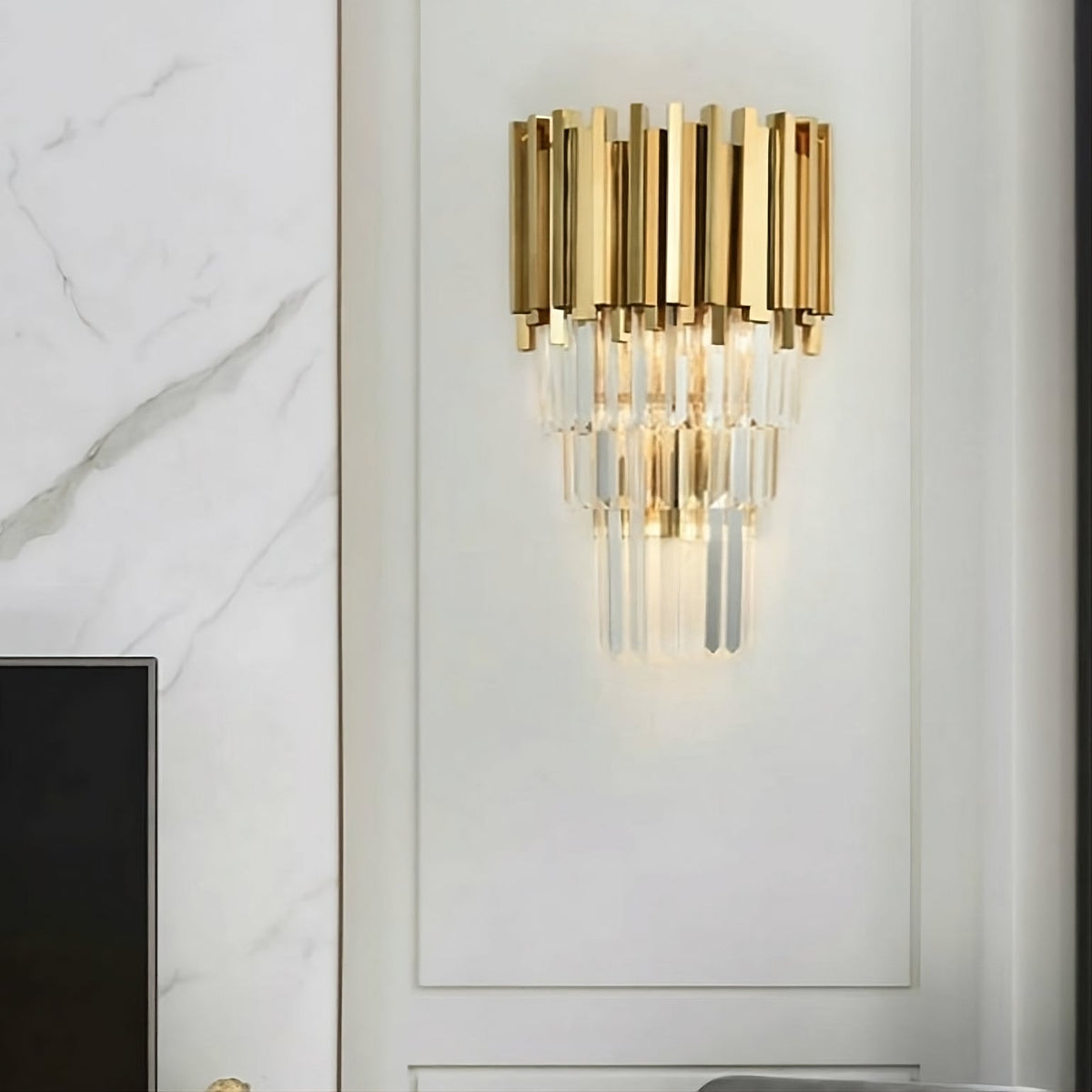 buyGio Gold Crystal Wall Sconce - Morsale
