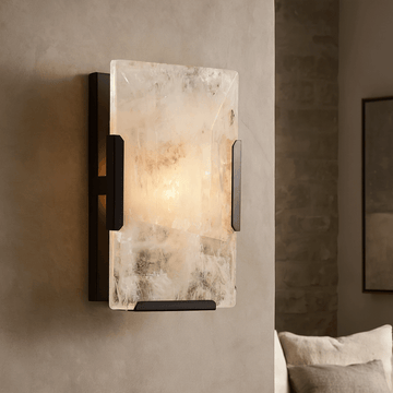 Brookhill calcite wall sconce in black full view