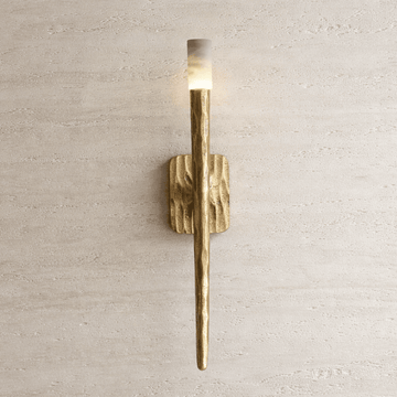 Valen forged brass and marble wall sconce full view