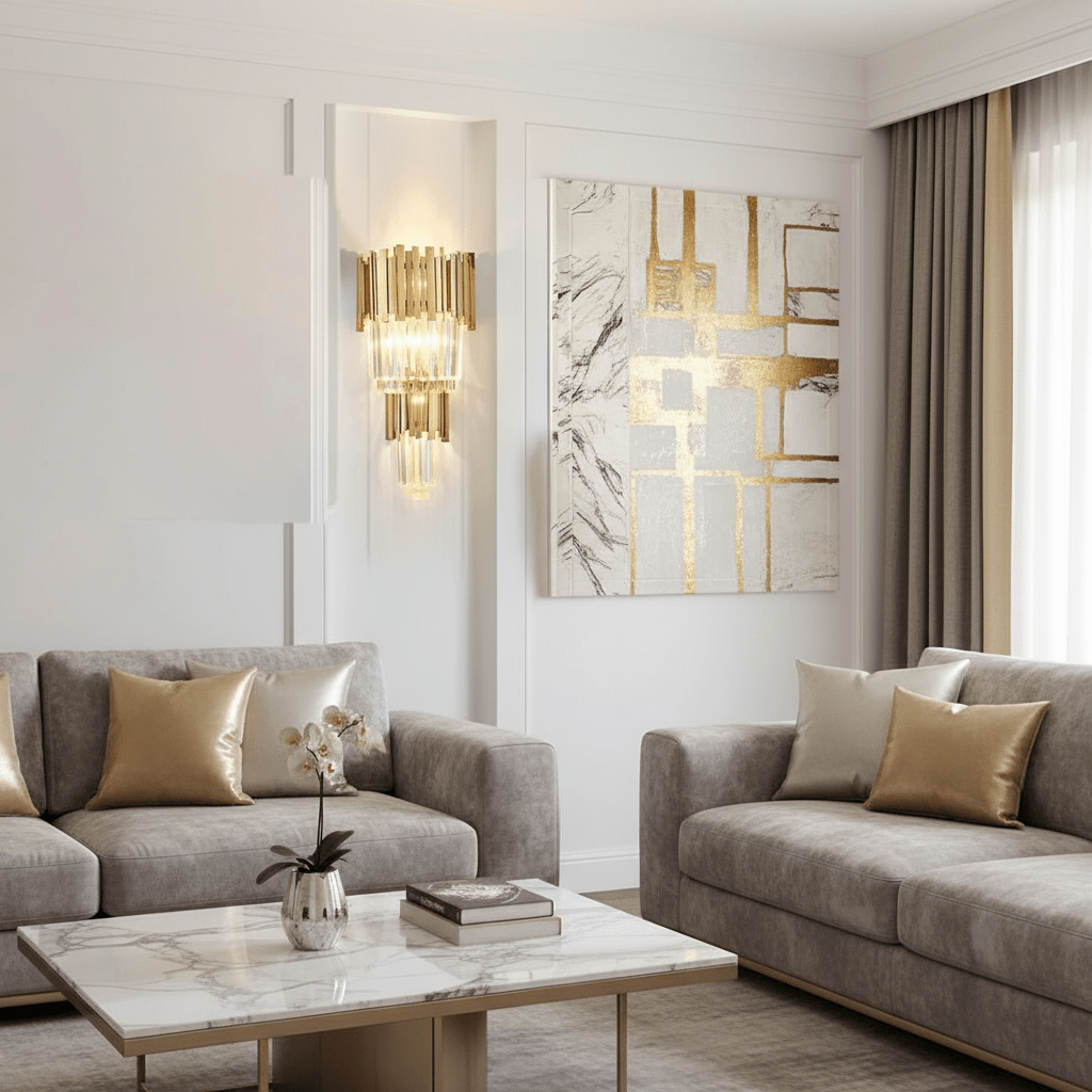 buyGio 23" Gold Crystal Wall Sconce - Morsale