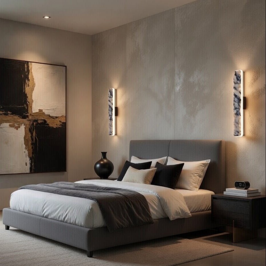 Warner marble LED sconce with soft glowing light