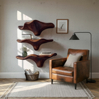 Mid Century Wooden Live Edge Mushroom Shelf For Living Room Decor