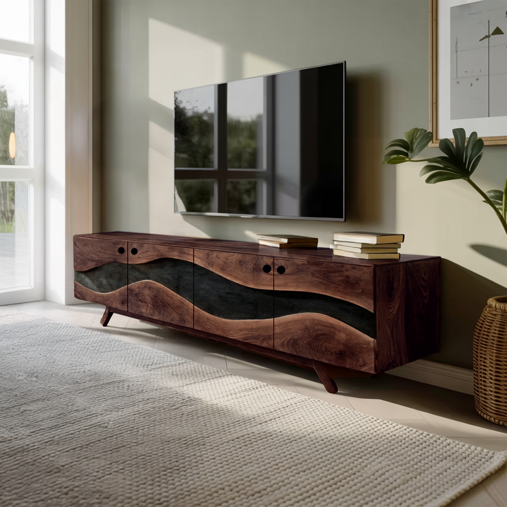 Modern Live Edge TV Cabinet For Entryway Design