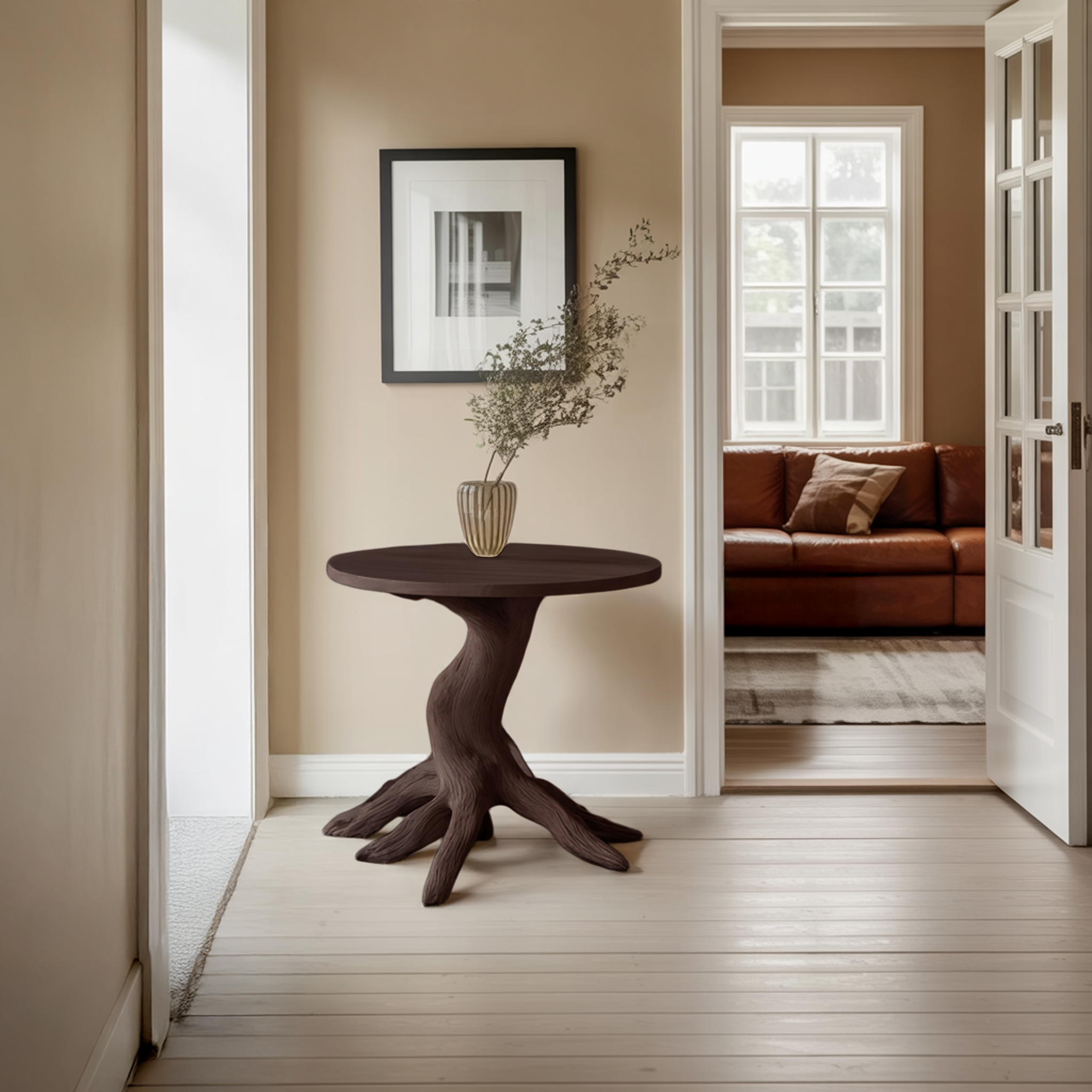 Farmhouse Solid Wood End Table For Living Room Stylish Wall Accent