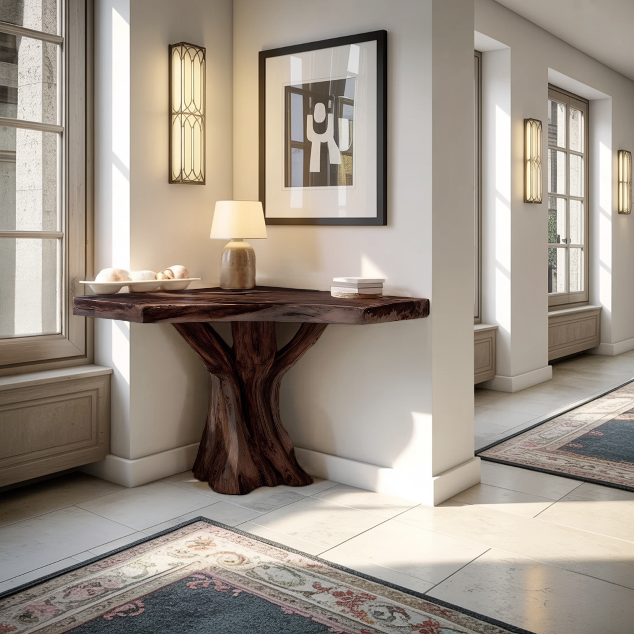 Modern Sculptural Live Edge Console Table For Entryway Furniture