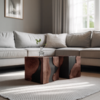Mid Century Solid Wood Cube Coffee Table For Home Decor