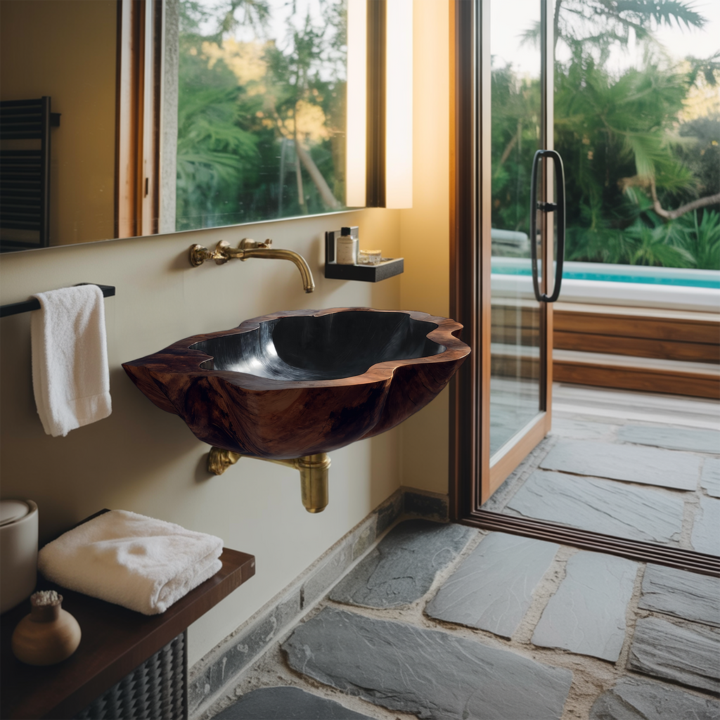 Handcrafted Solid Wood Vanity Sink For Custom Bathroom Furniture Decor