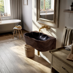 Mid Century Wall Mounted Wooden Bathroom Sink For Designer Bathroom Decor