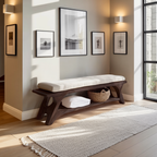 Mid Century Solid Wood Bench For Bedroom Accent