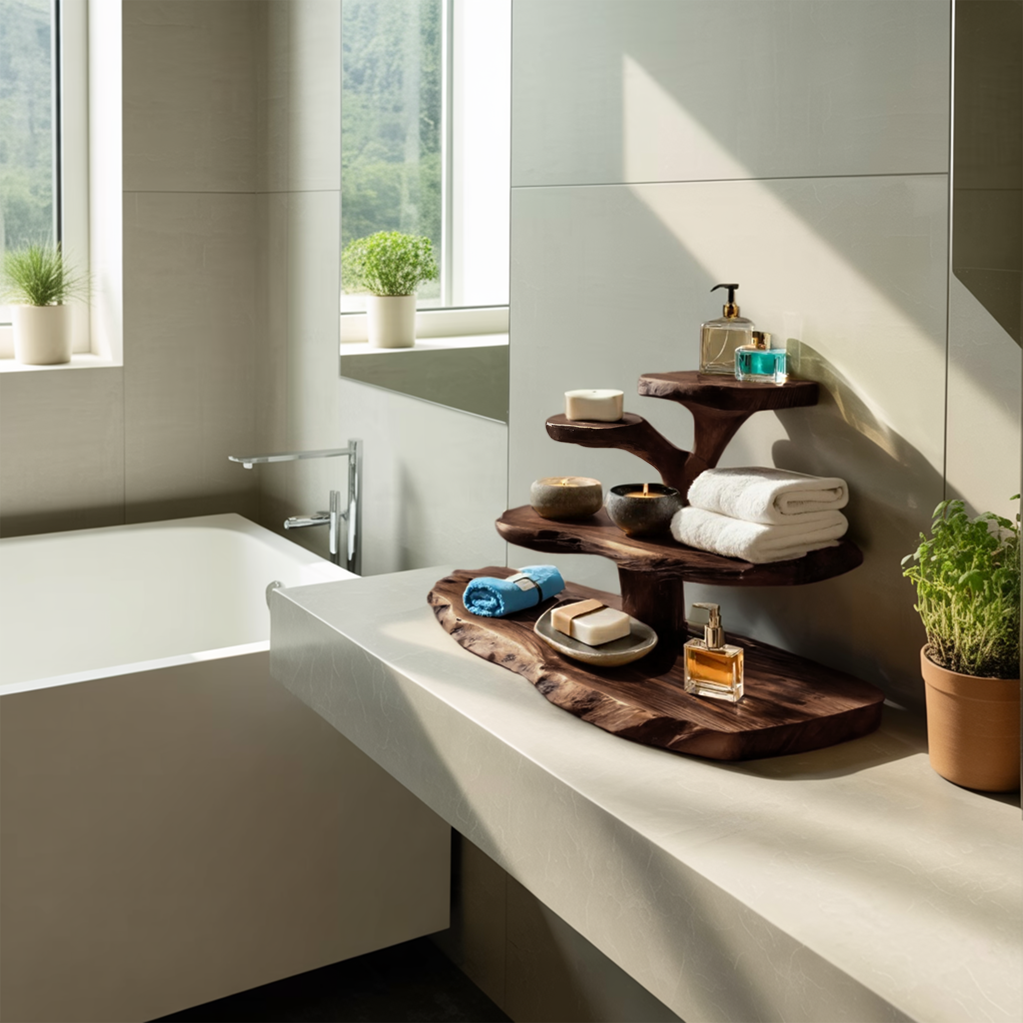 Luxury Curved Bathroom Shelf Tiered Stand For Bathroom Decor
