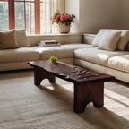 Mid Century Abstract Solid Wood Coffee Table For Entryway