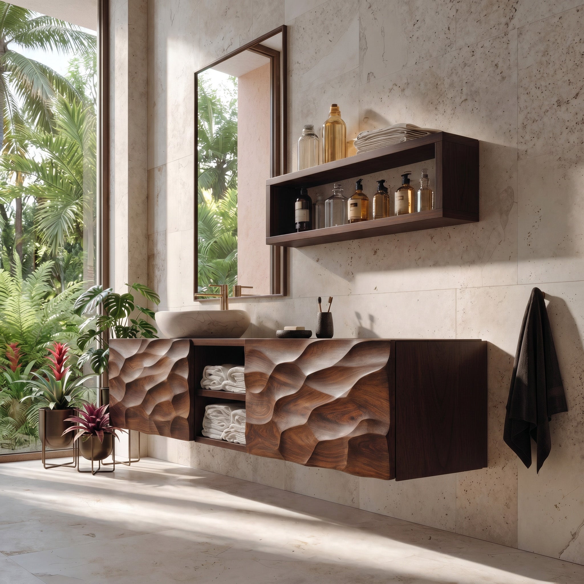 Sculptural Wall Mounted Bathroom Vanity For Bathroom Space