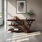 Mid Century Live Edge Entryway Table For Rustic Bedroom Furniture