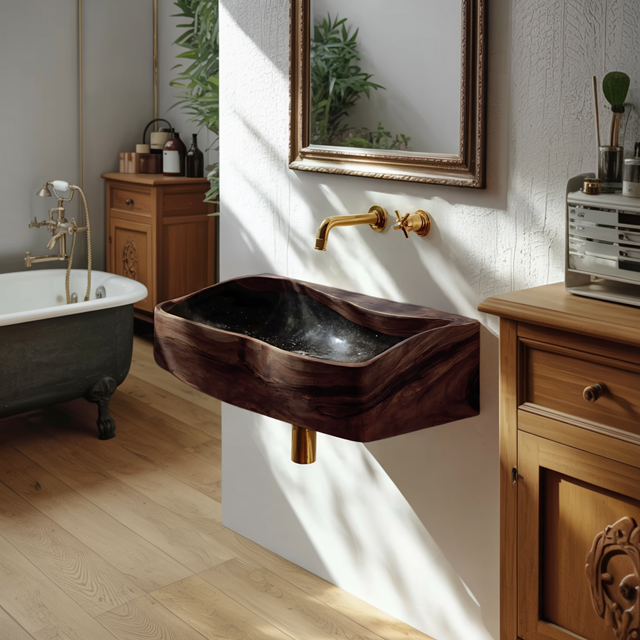 Handcrafted Wooden Vanity Sink For Bathroom Furniture Decor