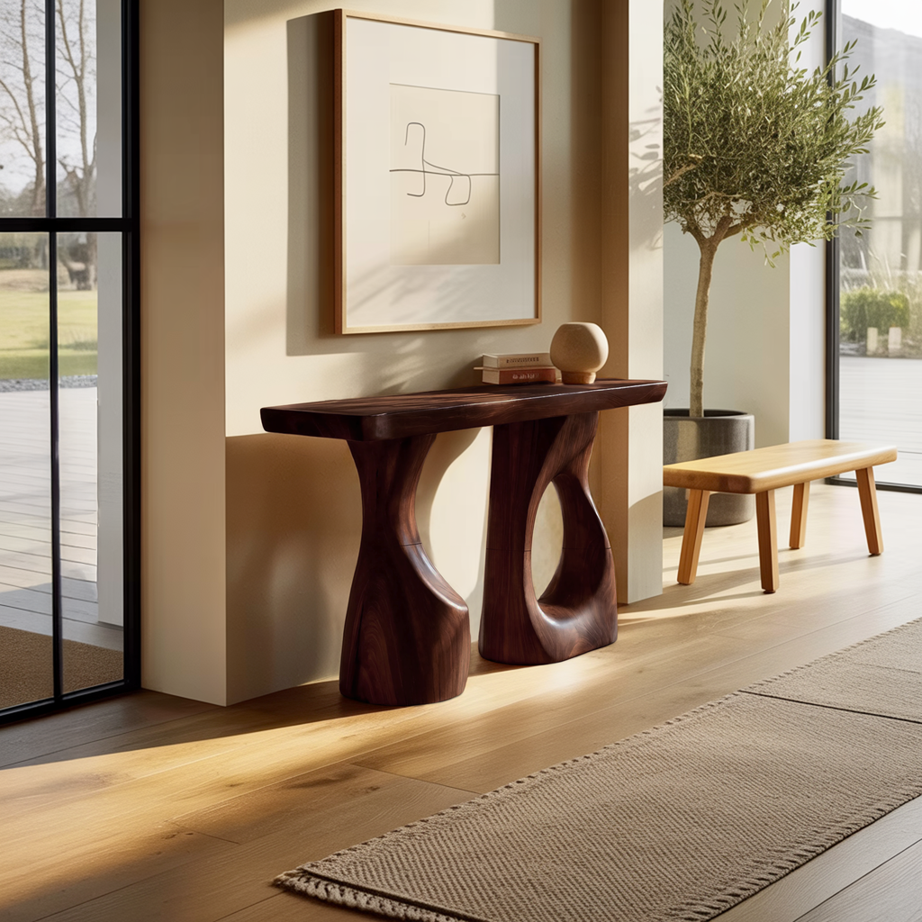 Handcrafted Live Edge Console Table Artistic Wood For Entryway Design