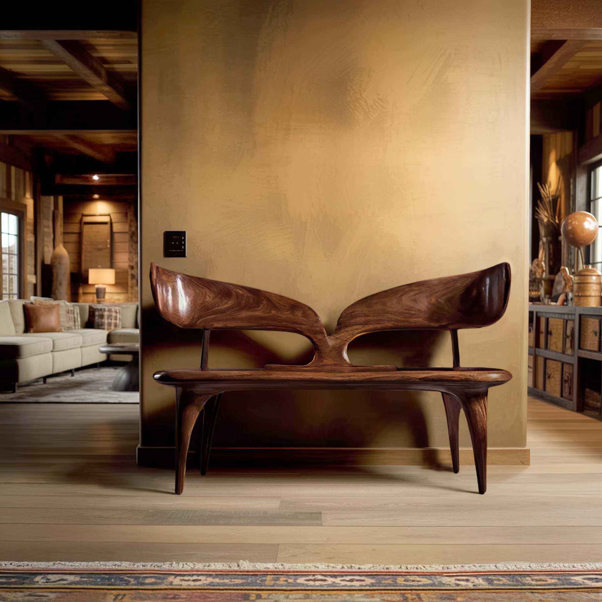 Natural Live Edge Wood Bench For Entryway Seating Area