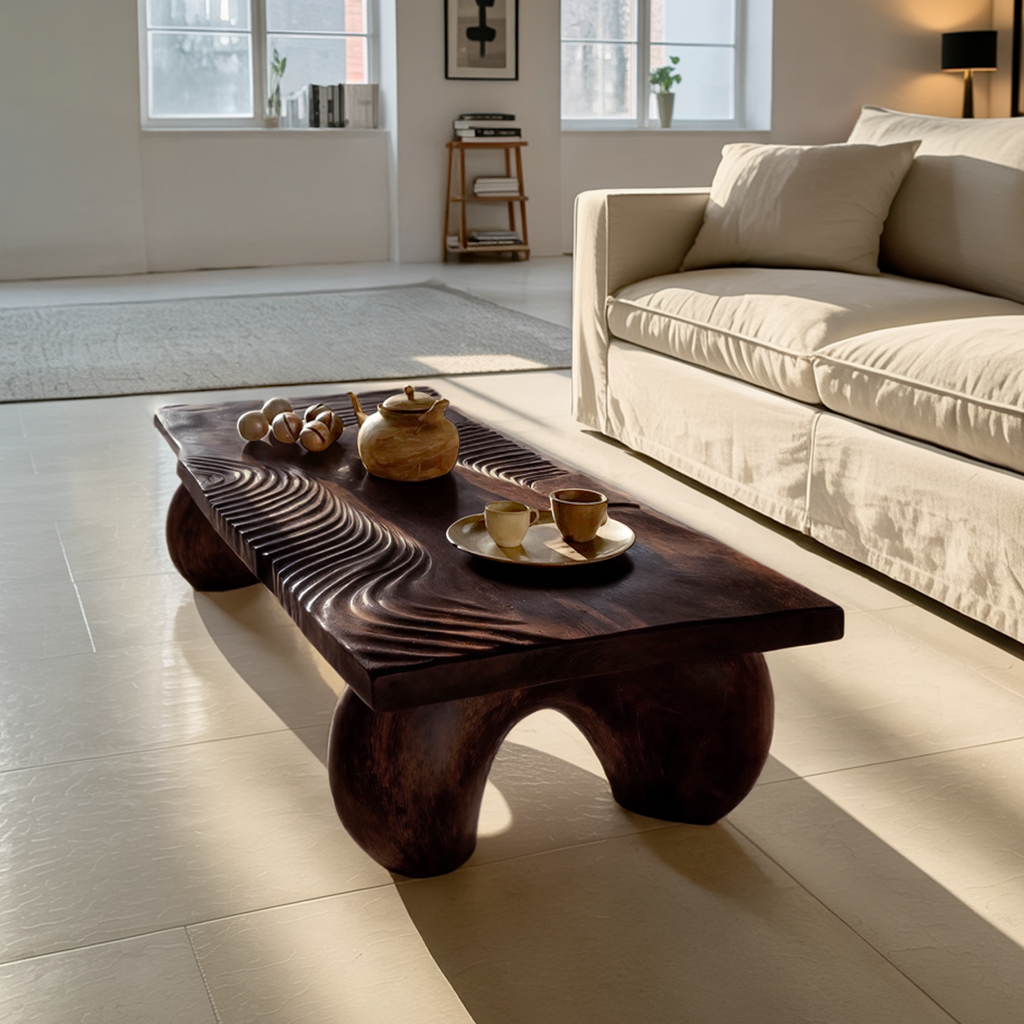 Handcrafted Solid Wood Irregular Coffee Table For Living Room