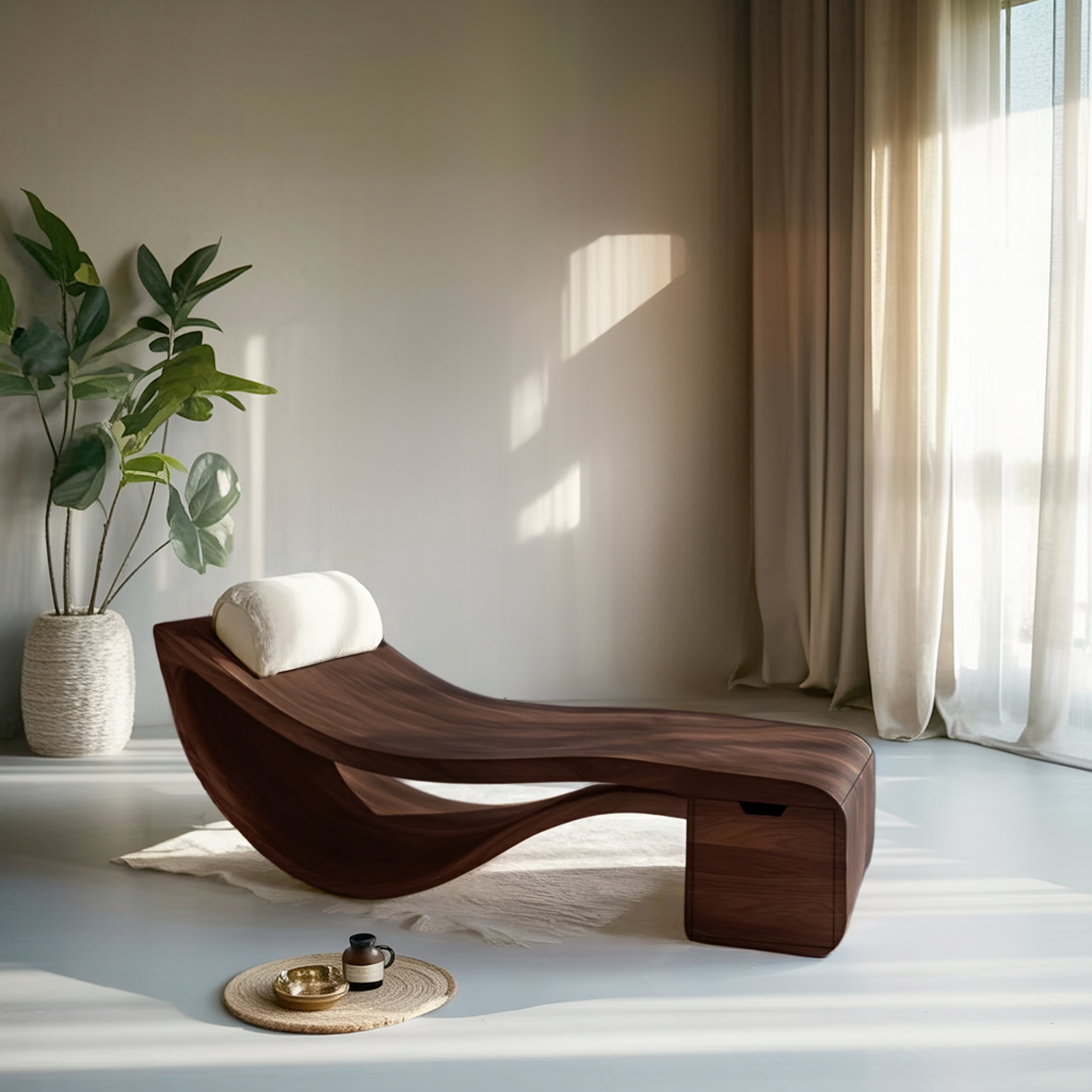 Organic Sculptural Chaise Lounge Chair For Living Room