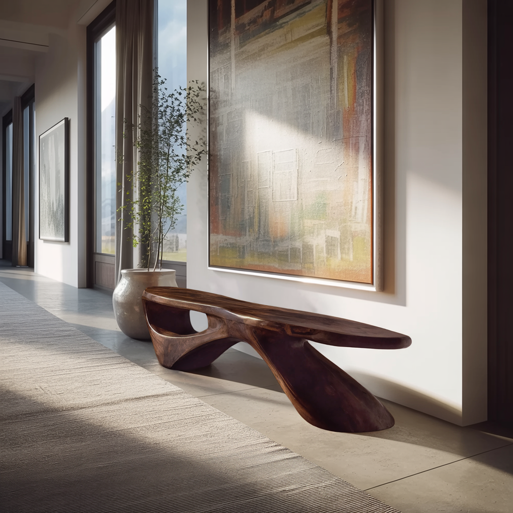 Sculptural Organic Bench For Entryway Or Living Room