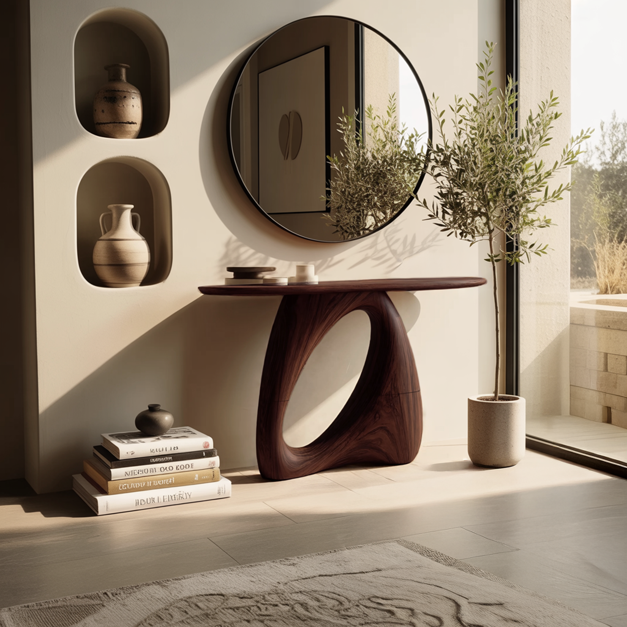 Mid Century Live Edge Console Table Organic Modern For Living Room Decor