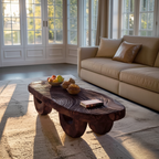 Mid Century Irregular Wooden Coffee Table For Living Room Decor