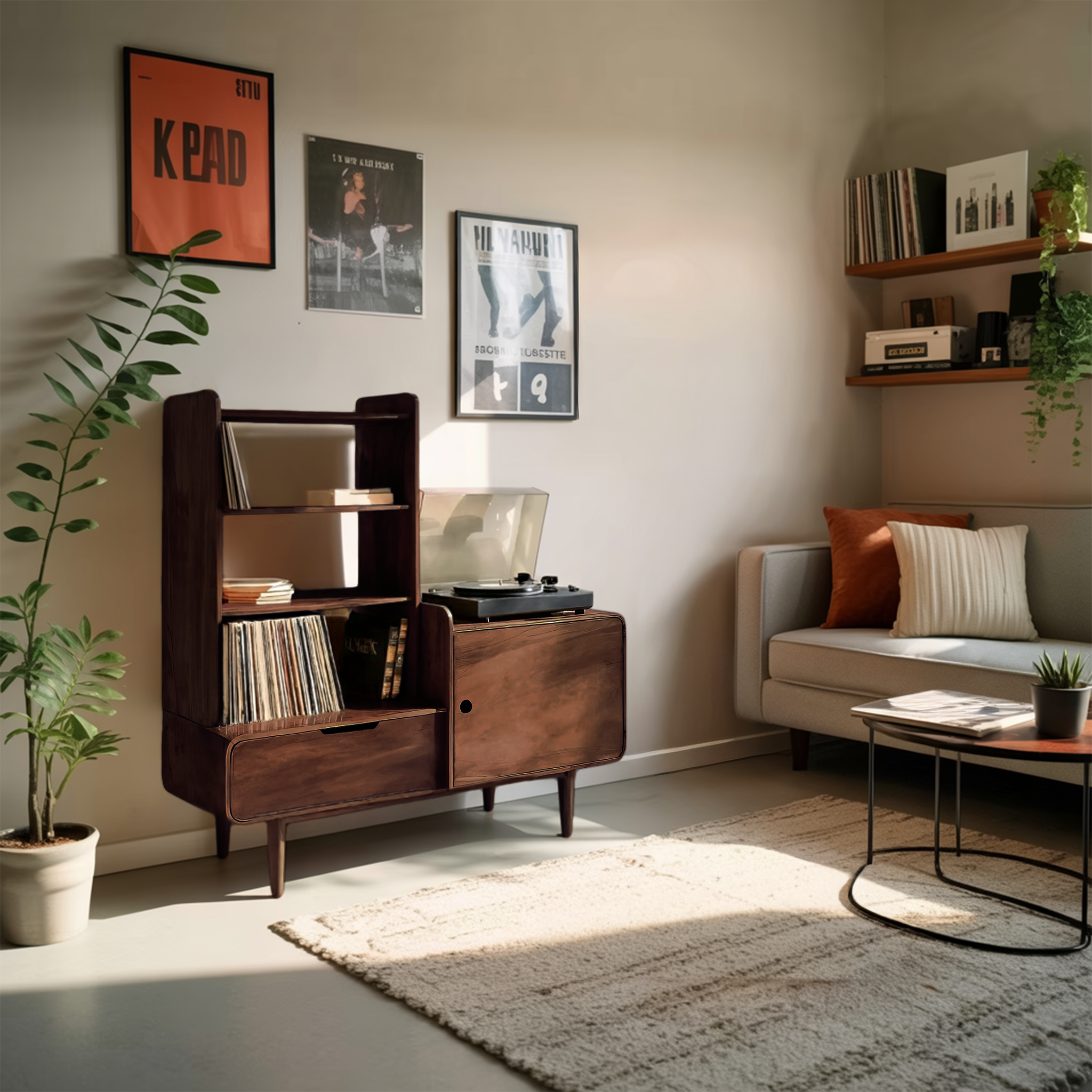 Retro-Inspired Vinyl Record Cabinet For Living Room Or Studio
