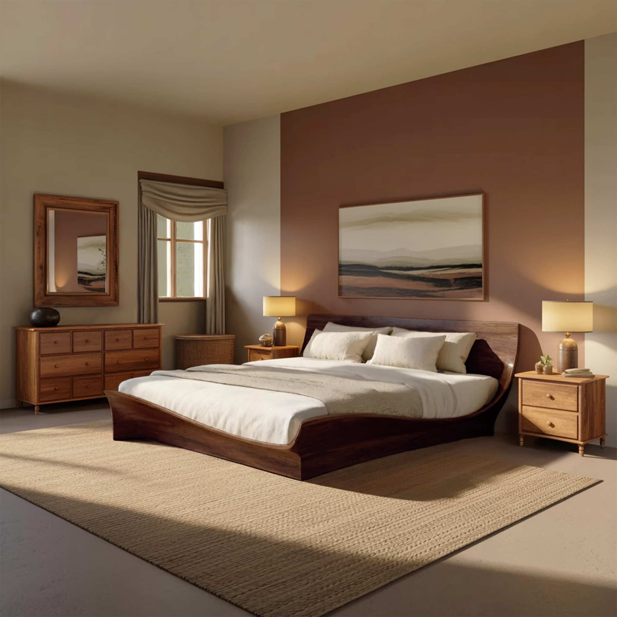 Handcrafted Bed Frame And Headboard For Modern Bedroom