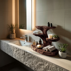 Organic Multi Tier Bathroom Shelf For Spa