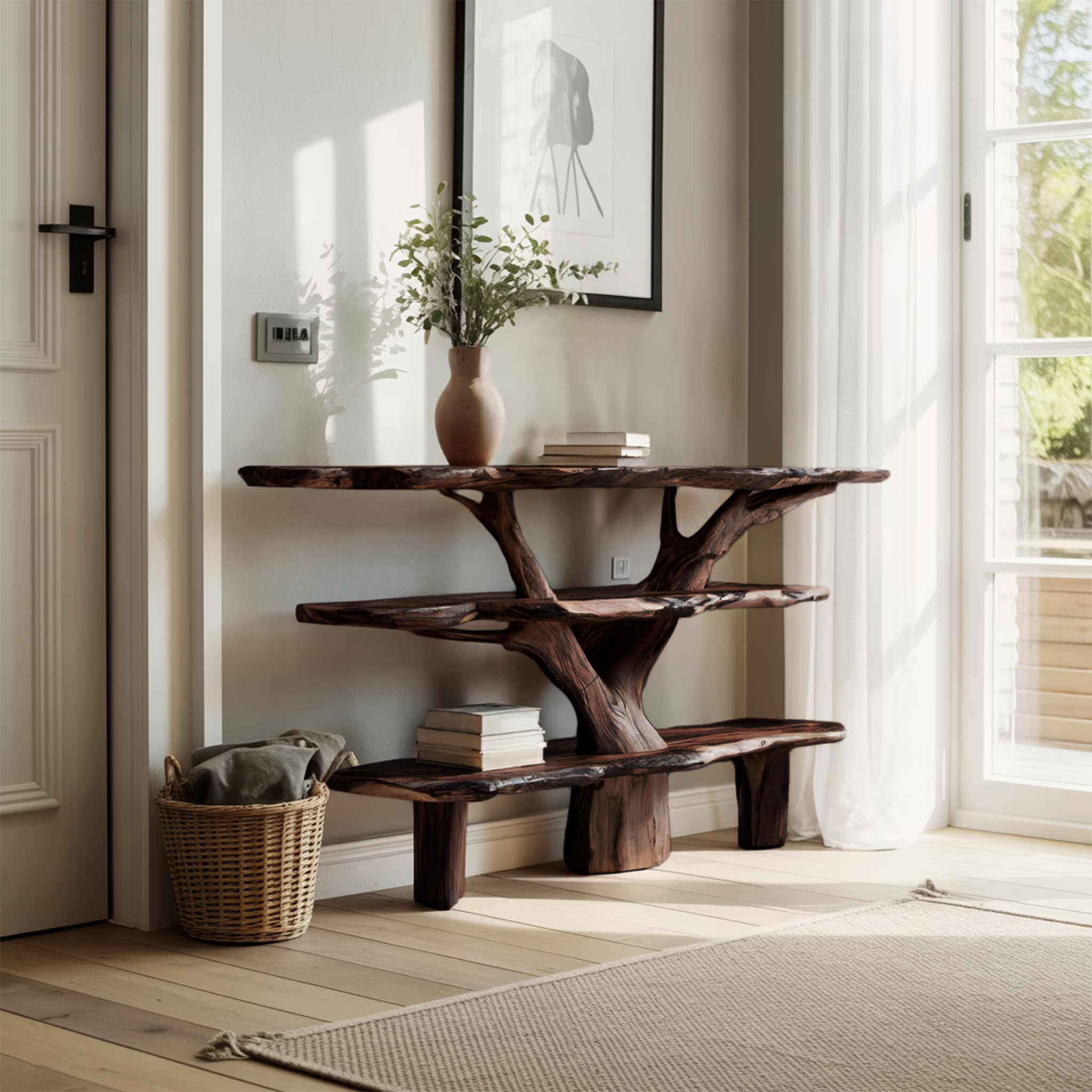 Farmhouse Solid Wood Console Table For Vintage Entryway Rustic Design
