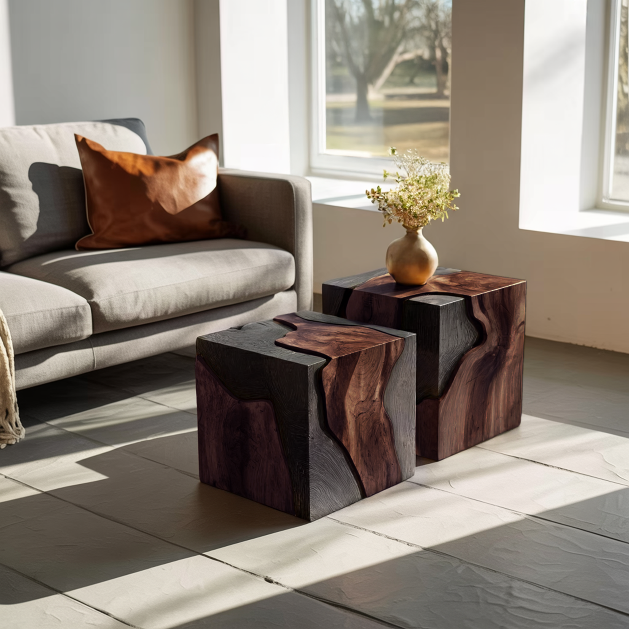 Handcrafted Low Wooden Coffee Table For Unique Living Room