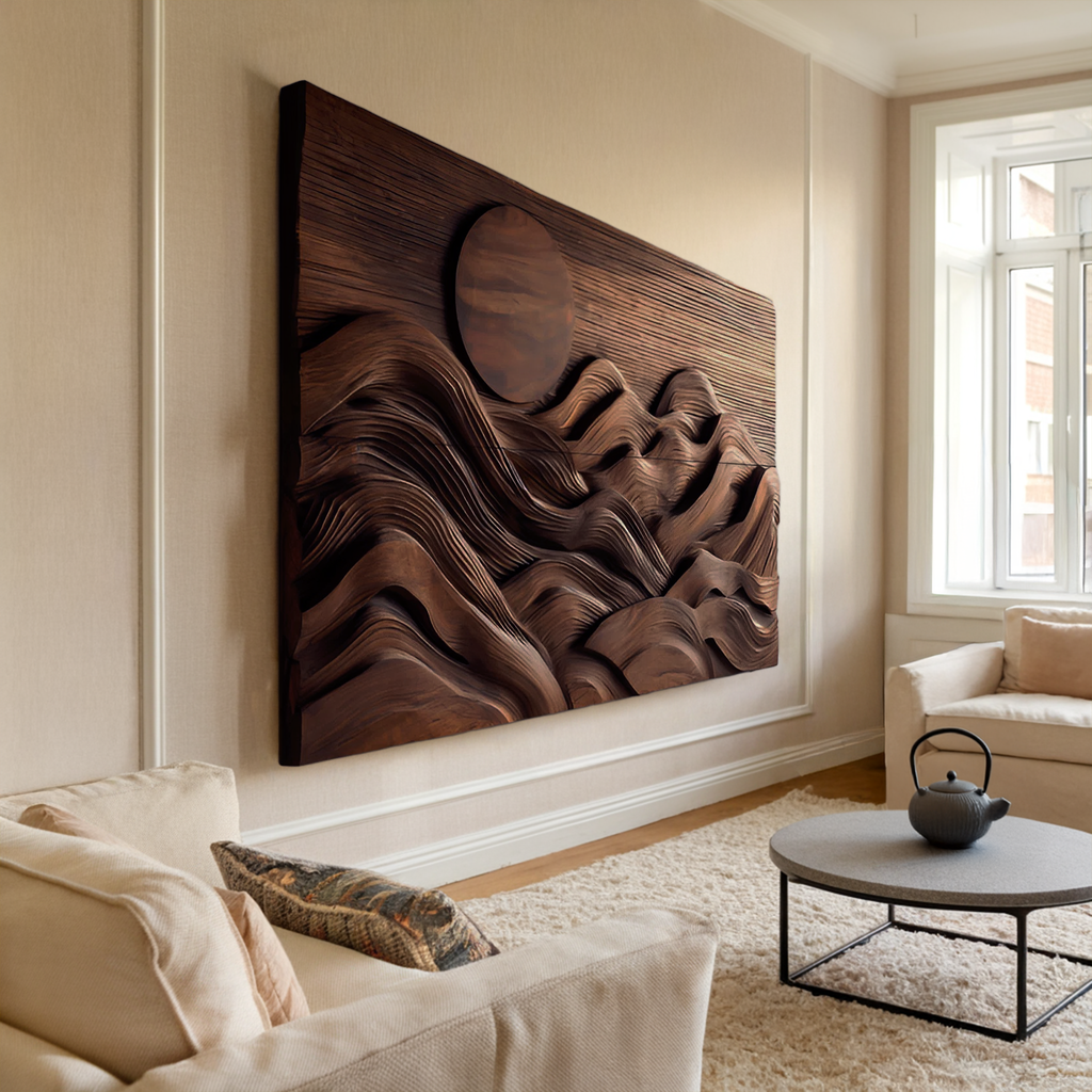 Rustic Mountain Sunrise Wall Decor For Home Interiors