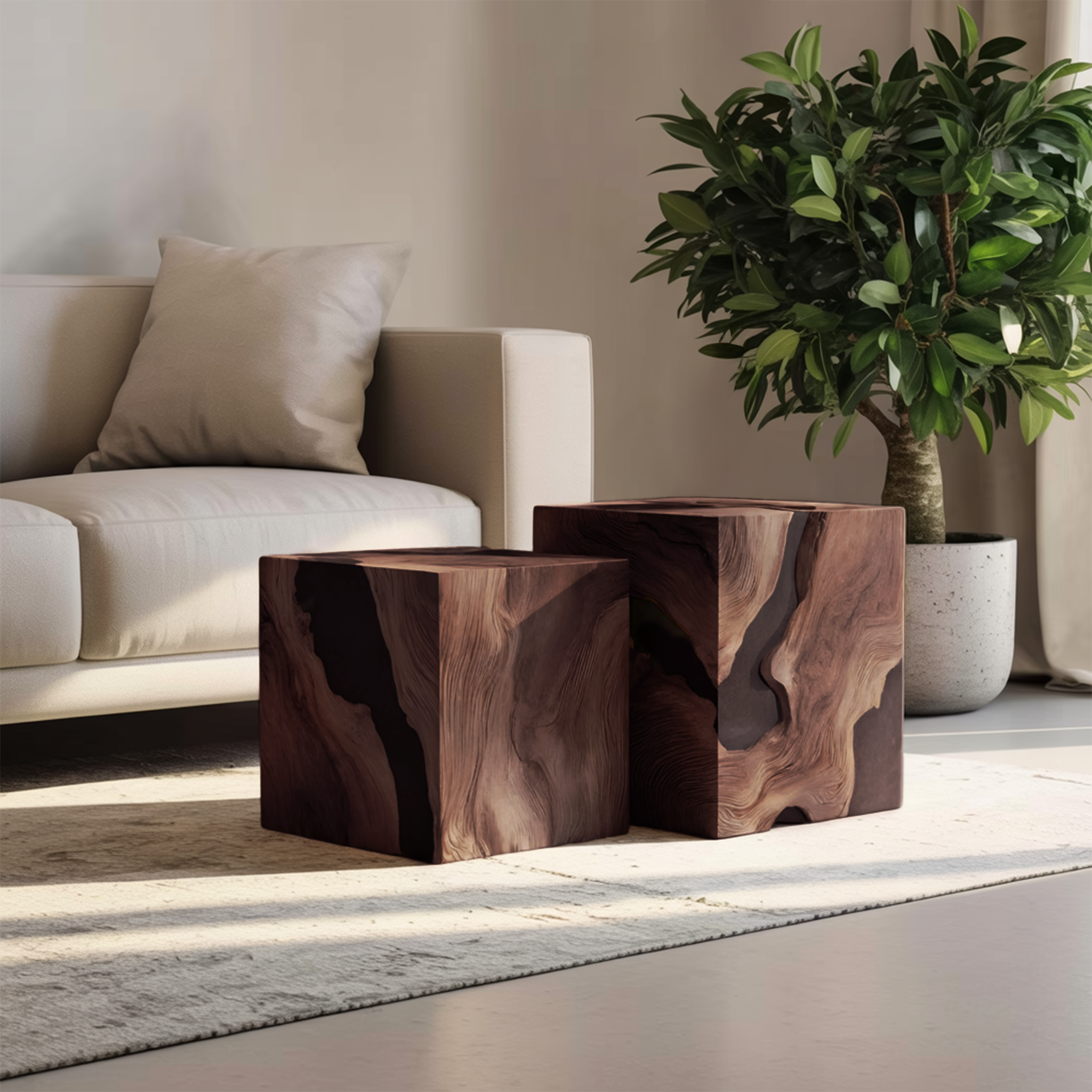Handcrafted Solid Wood Square Table For Entryway Design