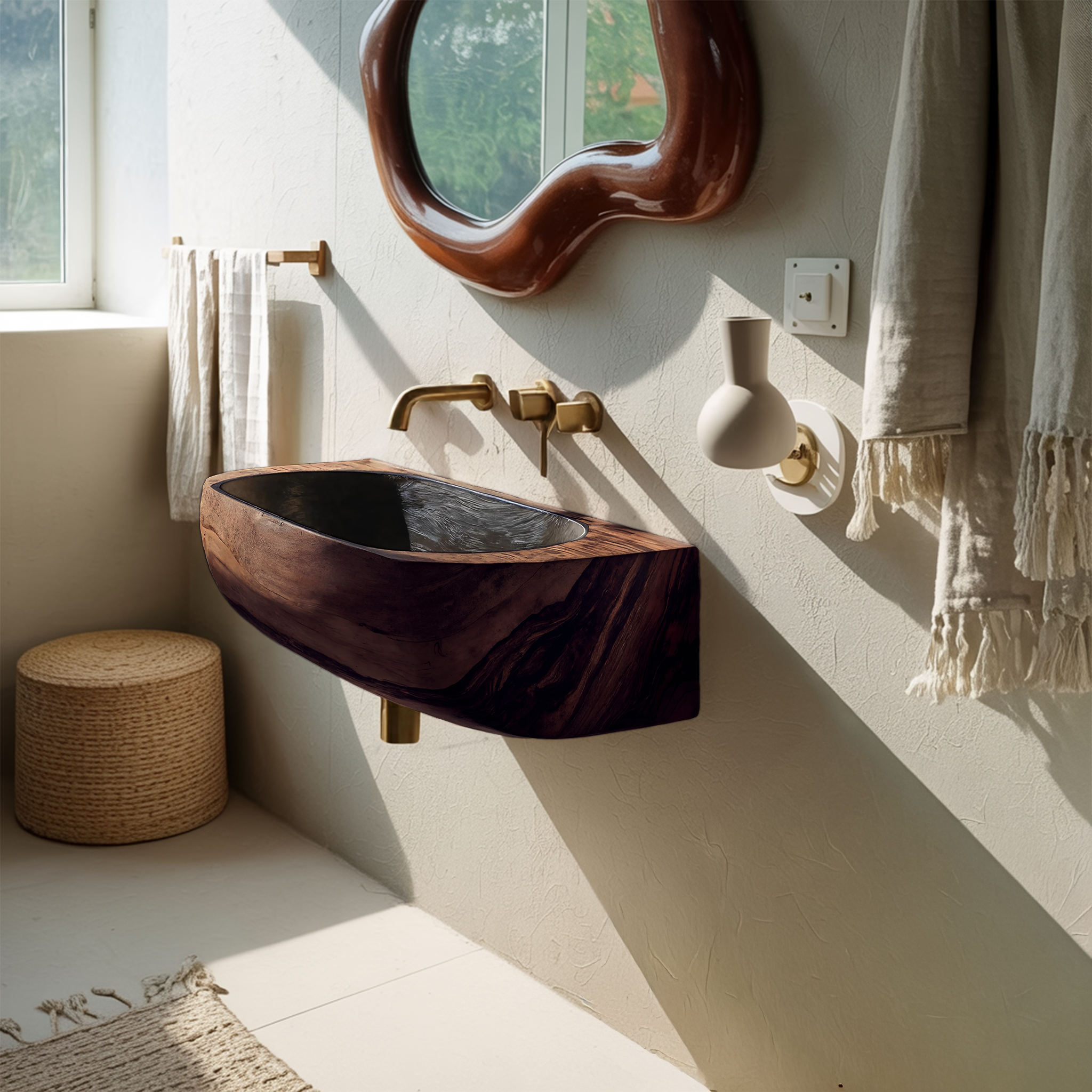 Mid Century Solid Wood Vanity Sink For Bathroom Furniture Decor