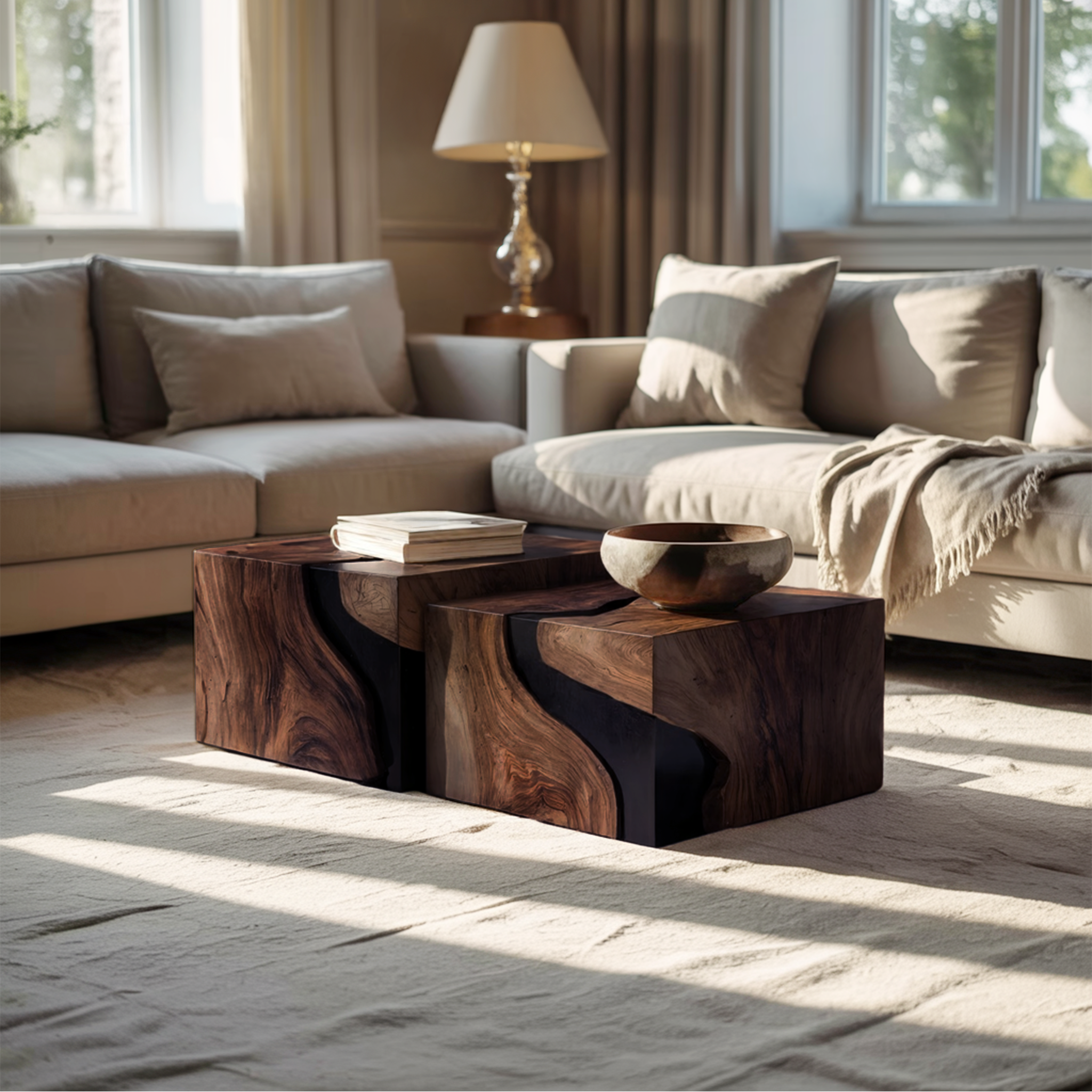 Farmhouse Solid Wood Cube Coffee Table For Cozy Rooms