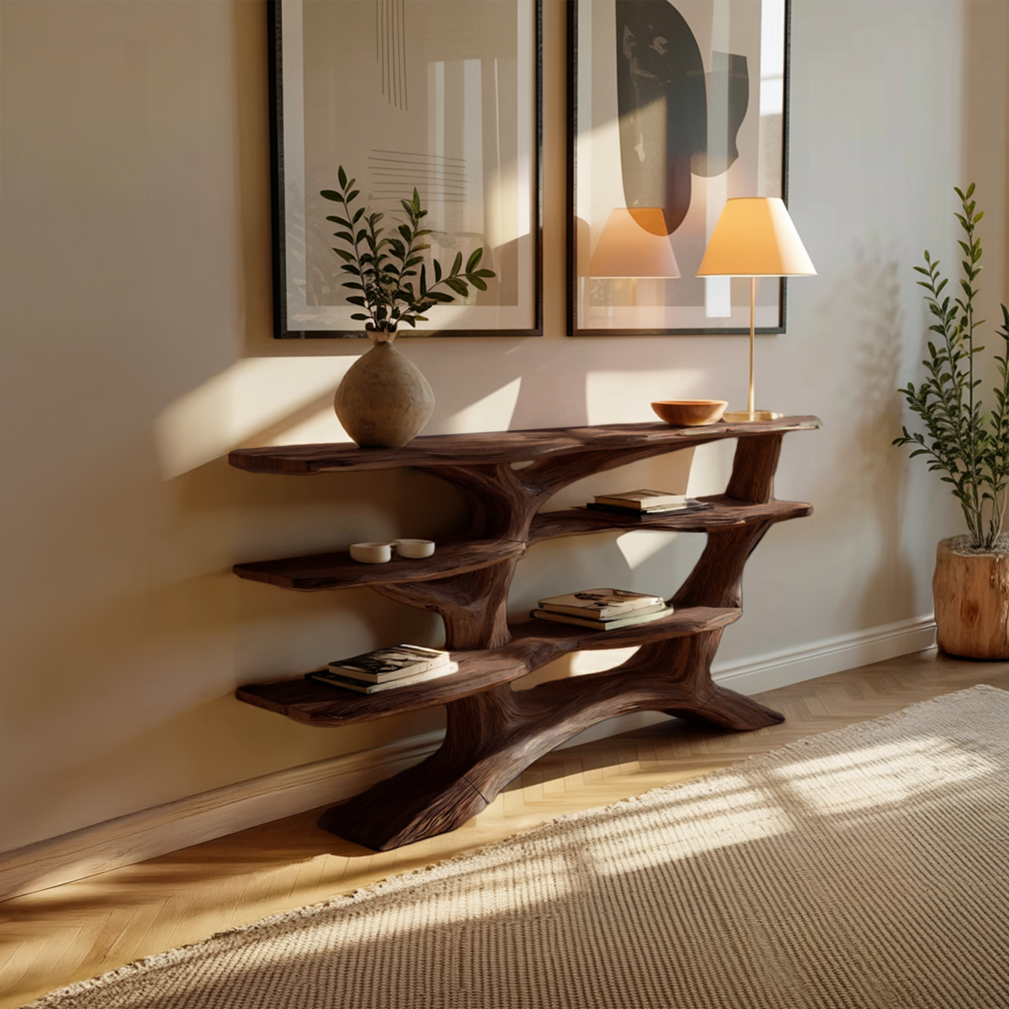 Farmhouse Wooden Live Edge Console Table For Farmhouse Furniture Decor