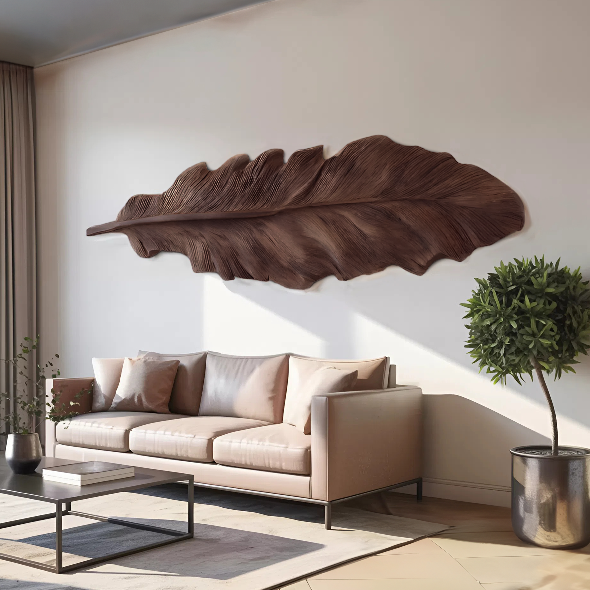 Handcrafted Feather Wall Sculpture For Living Room Decor