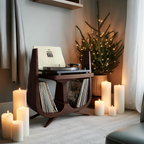Handcrafted Wooden Record Stand For Entryway Gift Idea