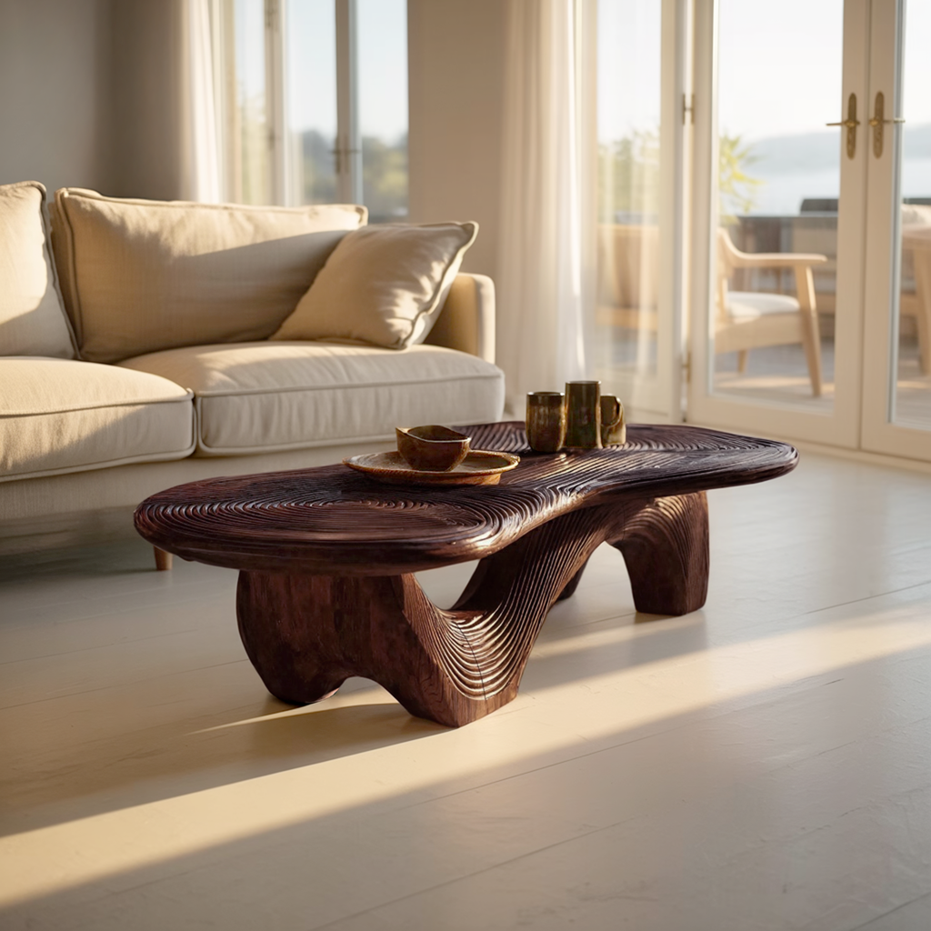 Farmhouse Wooden Live Edge Coffee Table For Furniture Decor