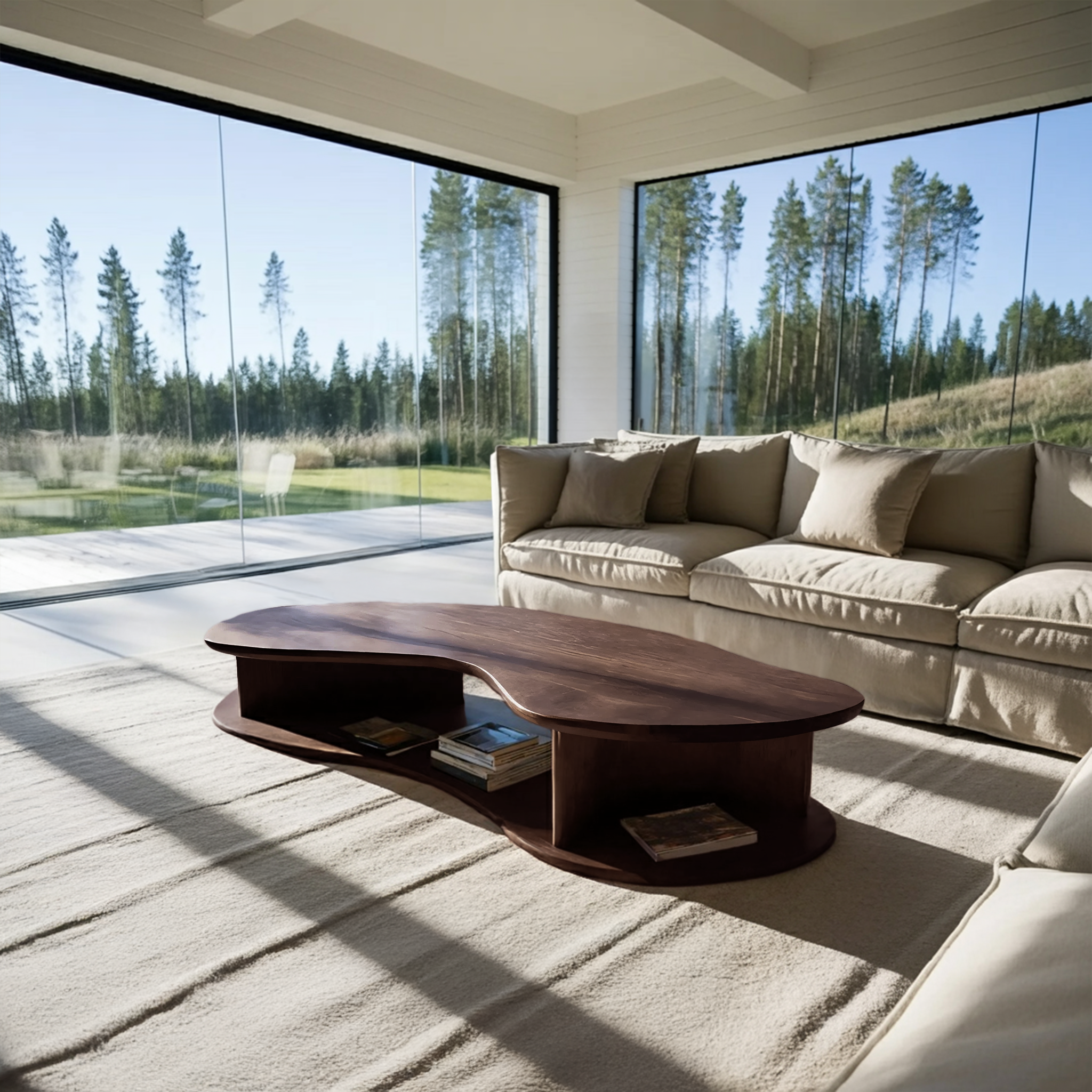 Handcrafted Solid Wood Coffee Table For Living Room Accent