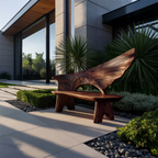 Outdoor Bench With Wing Inspired Carved Backrest For Garden