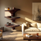 Modern Wooden Live Edge Mushroom Shelf For Minimalist Interior Decor