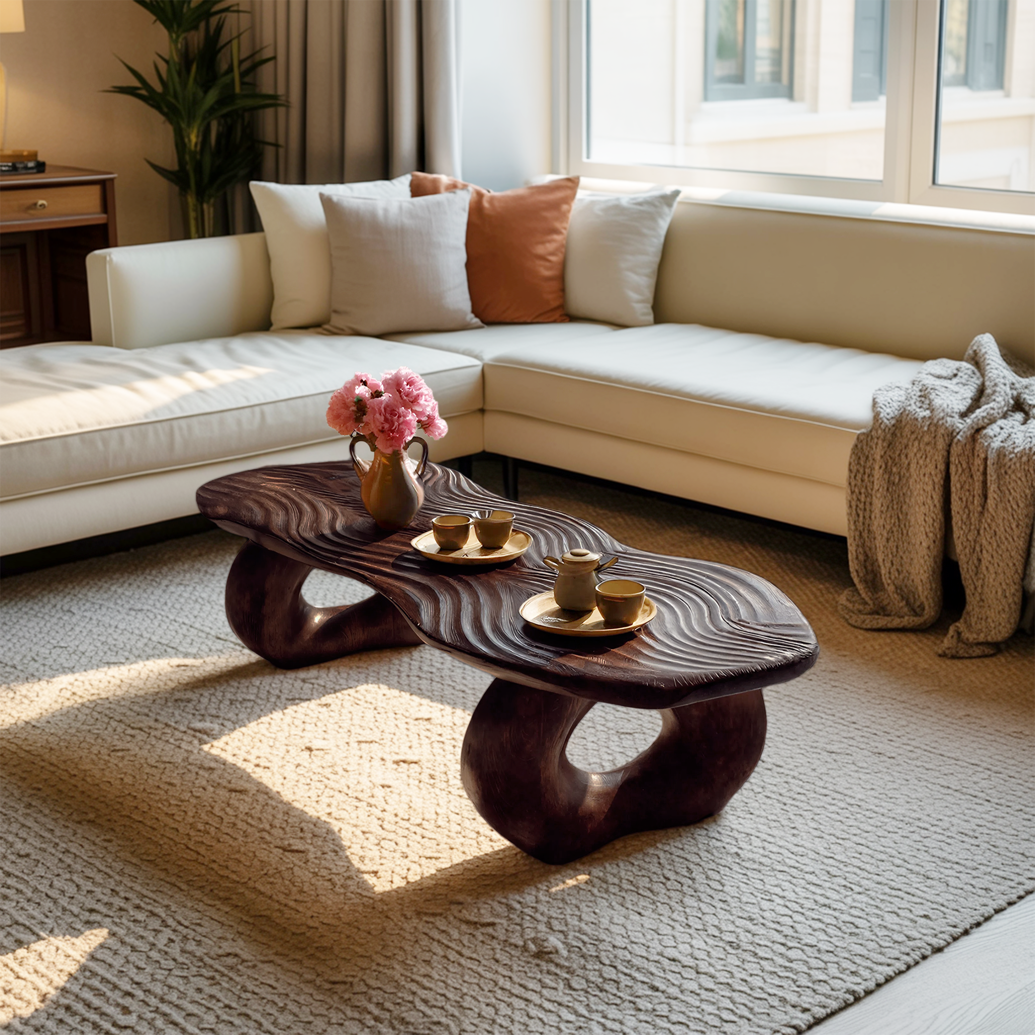 Handcrafted Live Edge Abstract Coffee Table For Living Room