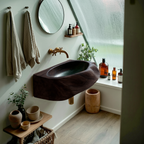Handcrafted Solid Wood Vanity Sink For Natural Bathroom Style Decor