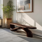 Handcrafted Organic Form Bench For Entryway