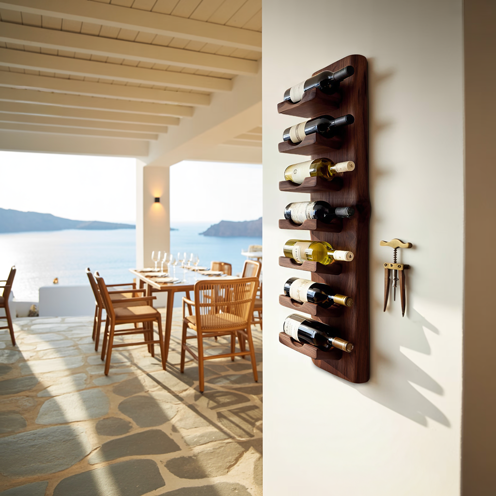 Vertical Wine Bottle Holder Wall Mounted For Dining Or Home Bar