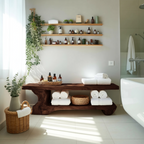 Organic Bath Bench For Bathroom Or Wellness Retreat Interior