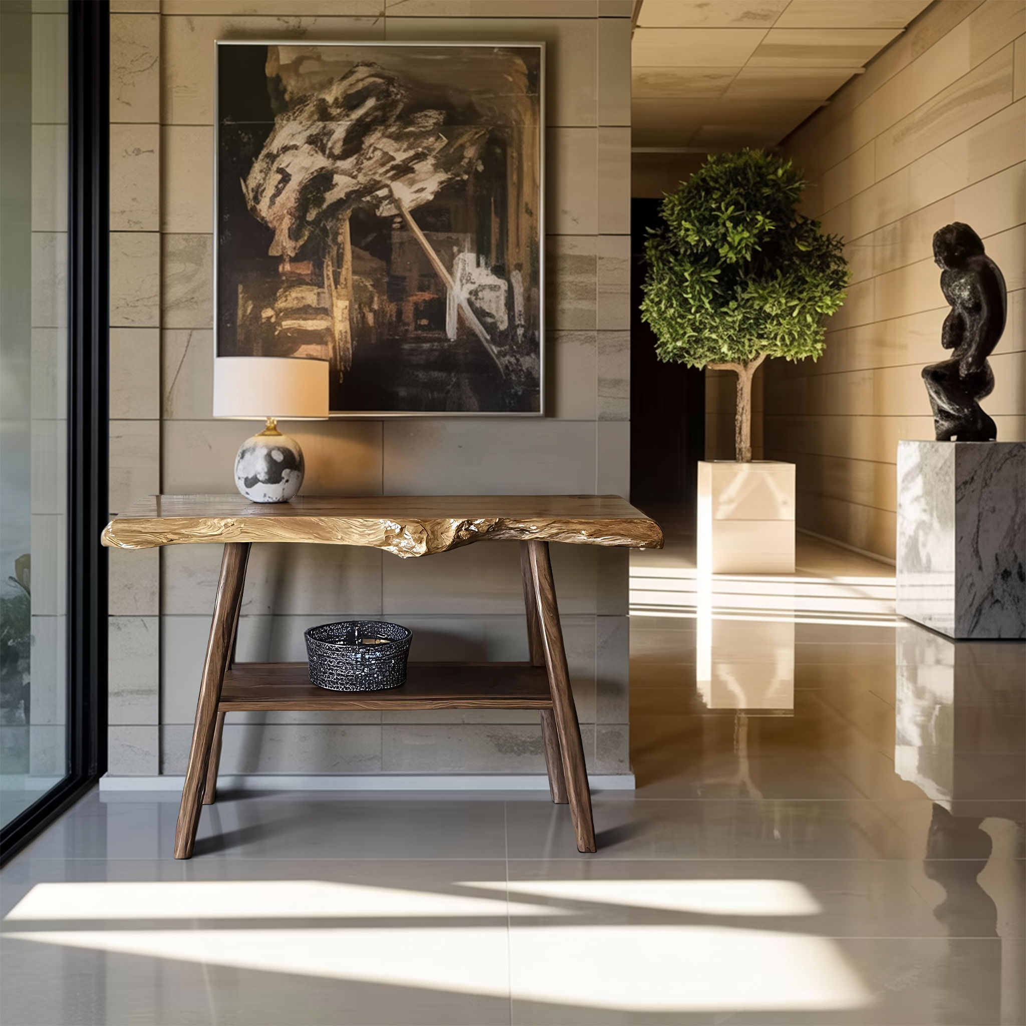 Farmhouse Live Edge Entryway Table For Living Room Design