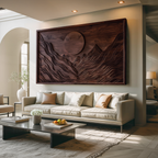 Handcrafted Wall Art Mountain Sun Landscape For Living Room