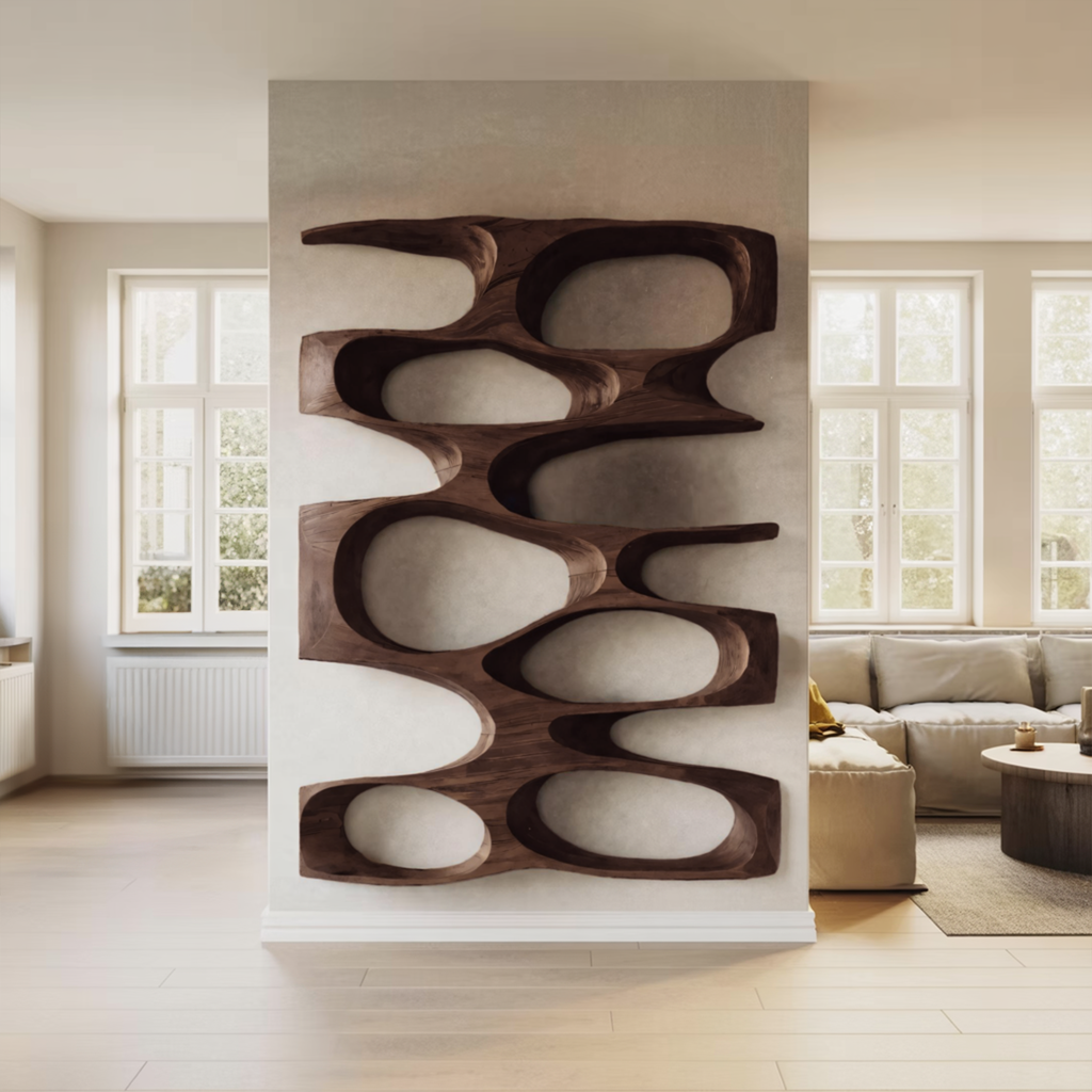 Minimalist Organic Void Form Bookshelf For Living Room