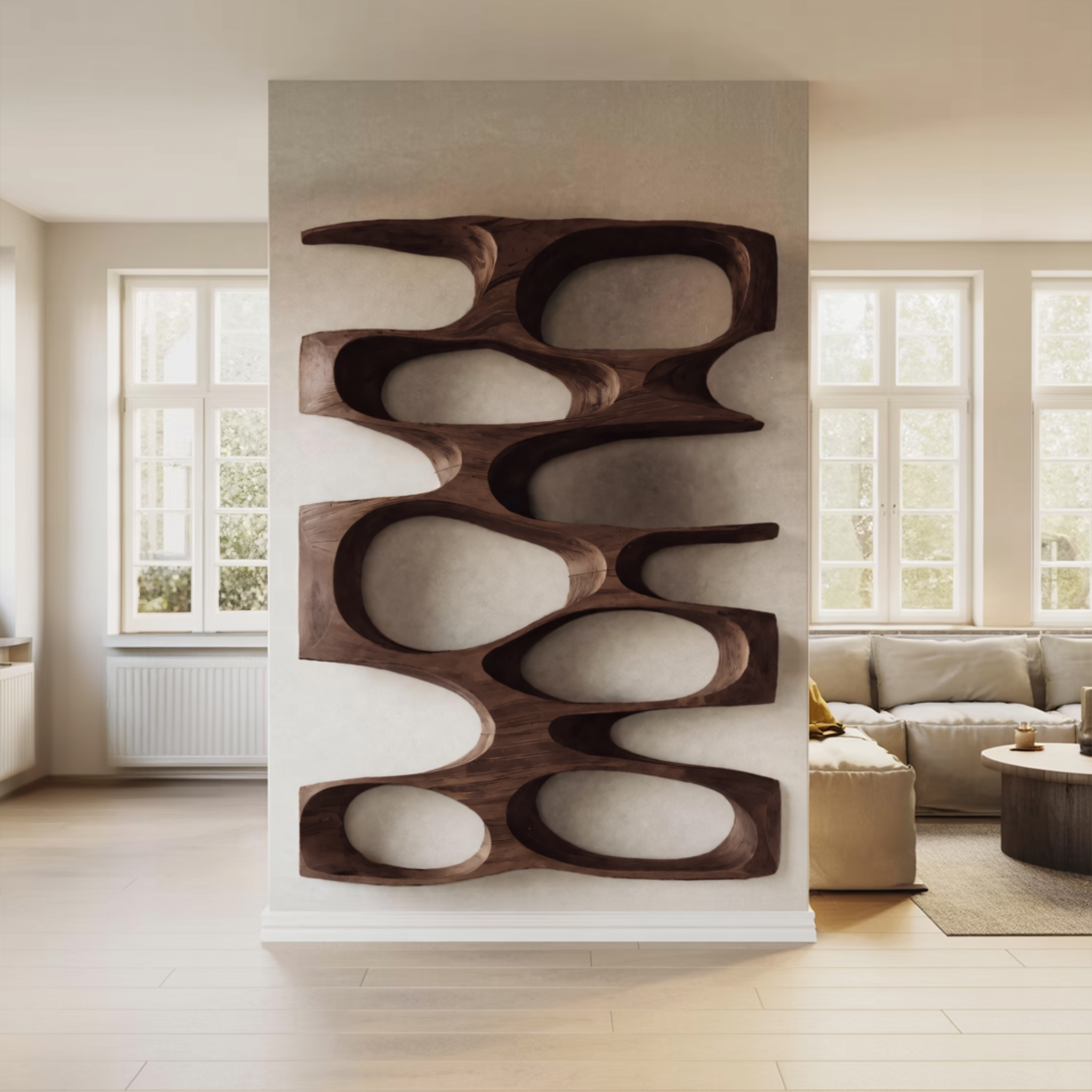 Minimalist Organic Void Form Bookshelf For Living Room